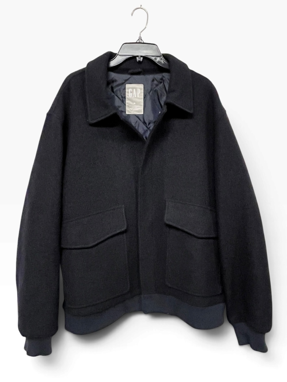Gap | Mens Dark Gray Black Wool Blend Patch Pocket Jacket Coat XL